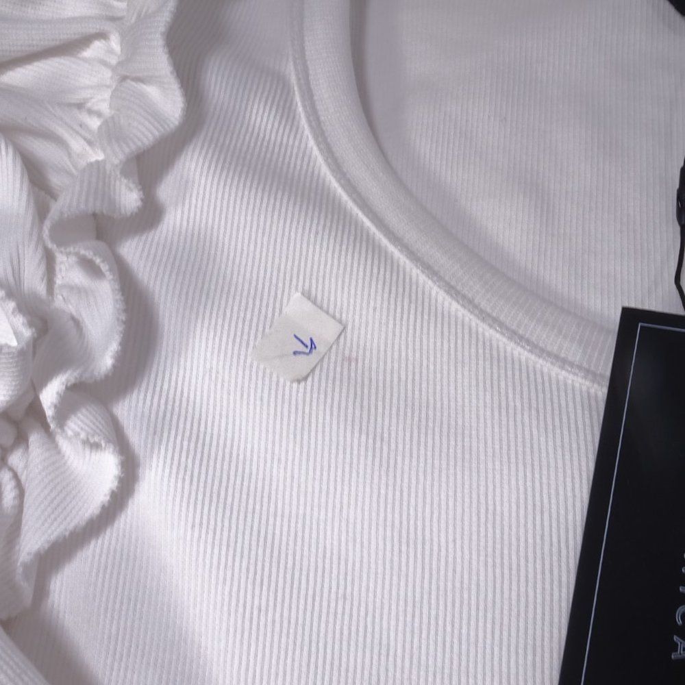 Veronica Beard Avedon Top White Ruffle Long Sleeve Top Sz L NWT 228 IRRG - Picture 4 of 8